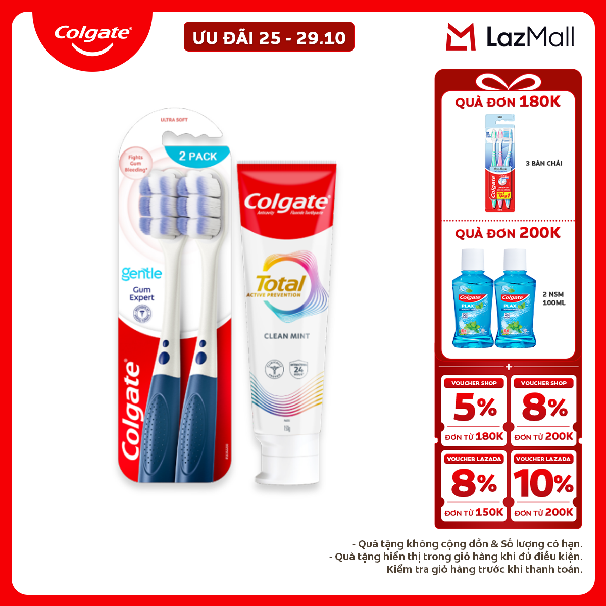 Bộ sản phẩm Colgate Total chăm sóc răng miệng toàn diện (Kem đánh răng  Bàn chải)