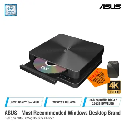 ASUS VivoMini VC65-C1G5113ZN, Intel Core i5-8400T Processor, 8GB 2400MHz DDR4, 256GB NVME SSD, 4K UHD video output, support for up to three displays and USB 3.1 Gen2