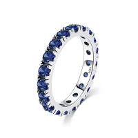 MODIAN Luxury Sparkling Blue Cubic Zirconia Ring 925 Sterling Silver Classic Stackable Finger Rings For Women Statement Jewelry