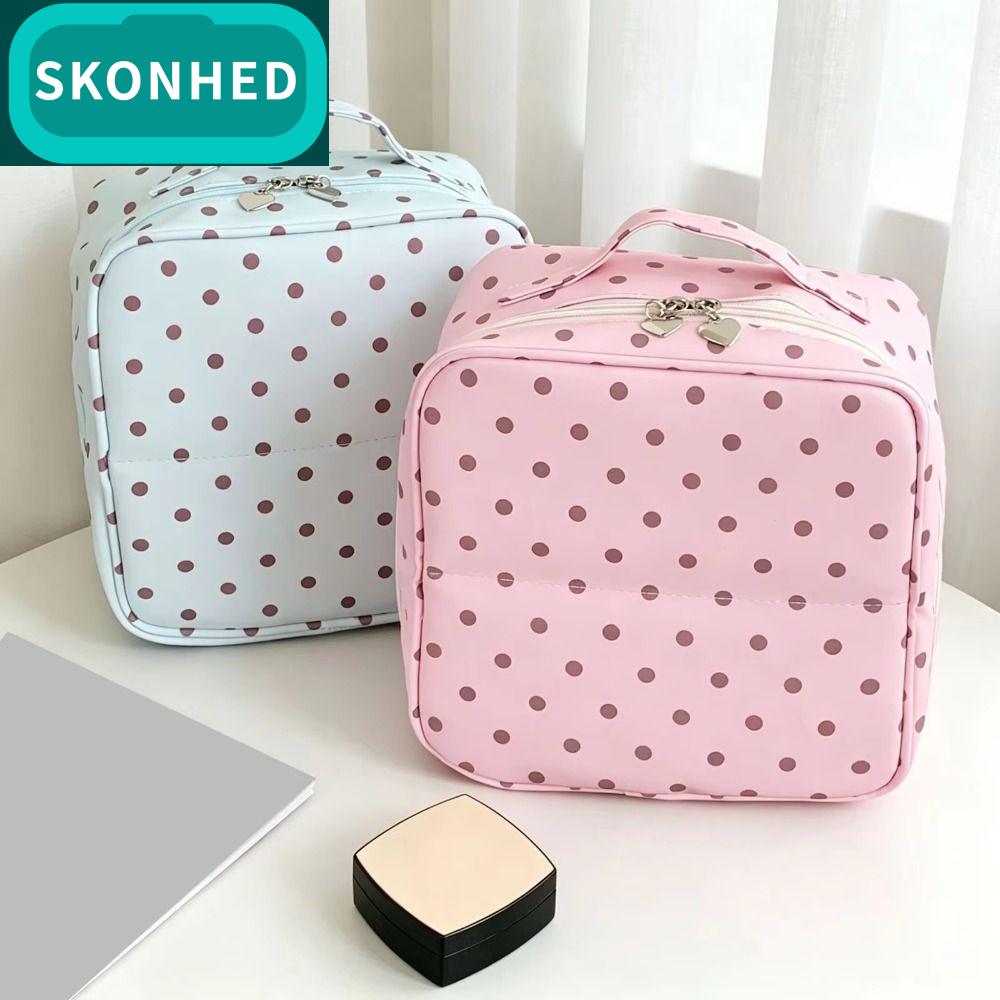 SKONHED ลายจุด กระเป๋าเครื่องสำอางแบบถือ มัลติพาร์ทิชัน พับได้ ที่จัดเก็บเครื่องสำอาง อเนกประสงค์ พกพาได้ ชุดอุปกรณ์ล้างหน้าสำหรับเดินทาง การใช้งานสำหรับการเดินทาง ราคา 965 บาท*ส่งฟรี