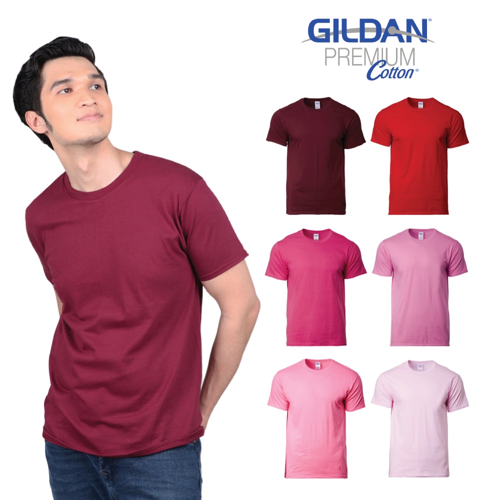 Gildan Premium Cotton Cotton Plain Round Neck T-Shirt - Red / Maroon / Pink / Light Pink 76000 Unite