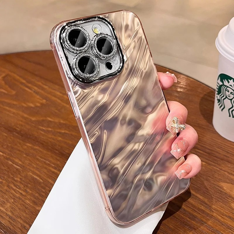 Ốp mạ gợn sóng nước 3D Sang Trọng Cho iPhone 14 13 12 11 15 Pro Max 15 Plus 15 Pro 14 Plus 13 Pro Ma