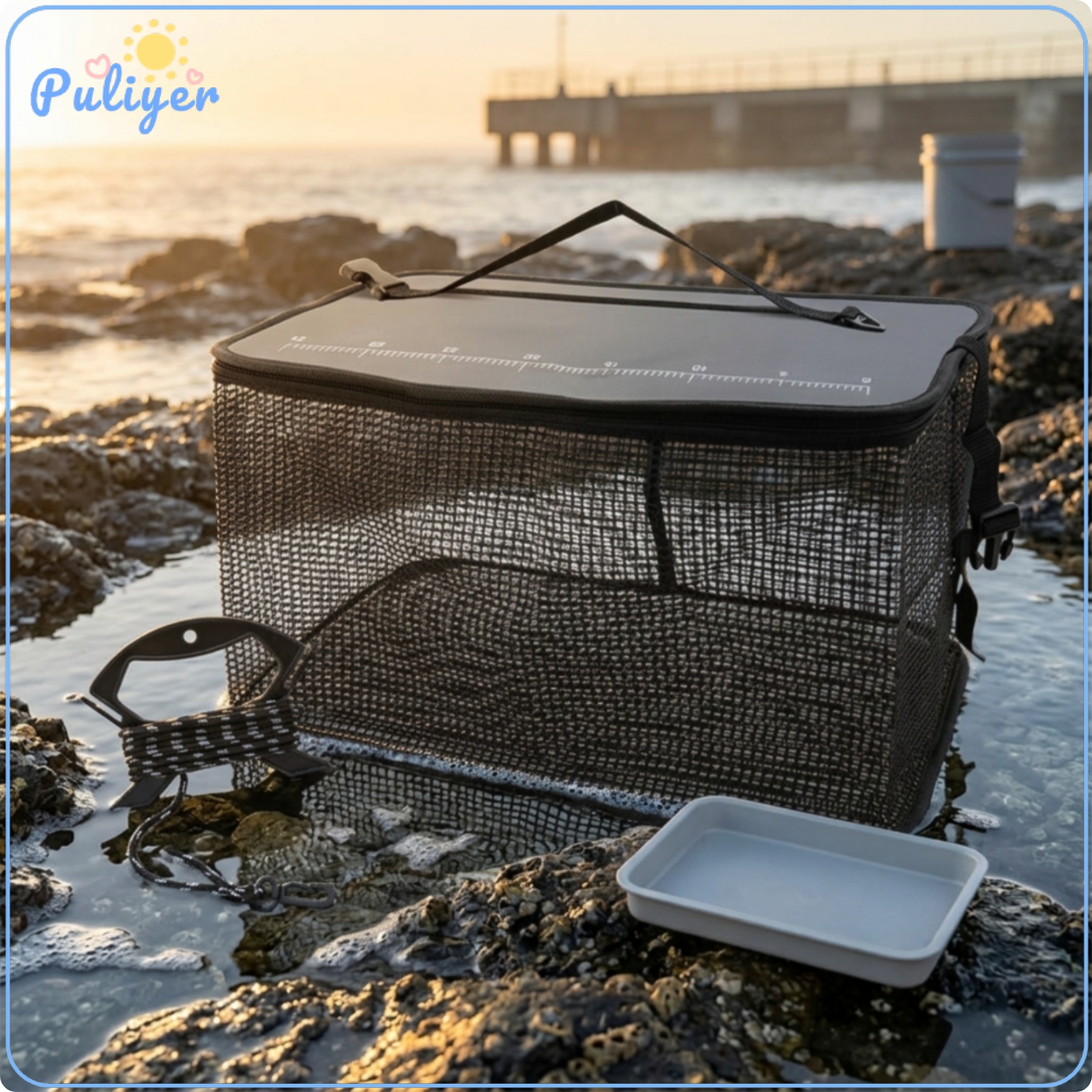 Kesoto Zippered Floating Keep Net with Zipper Rectangular Catch Keep Net with Strap Reinforced Long-Lasting for Anglers, Fishermen ราคา 12,949 บาท*ส่งฟรี