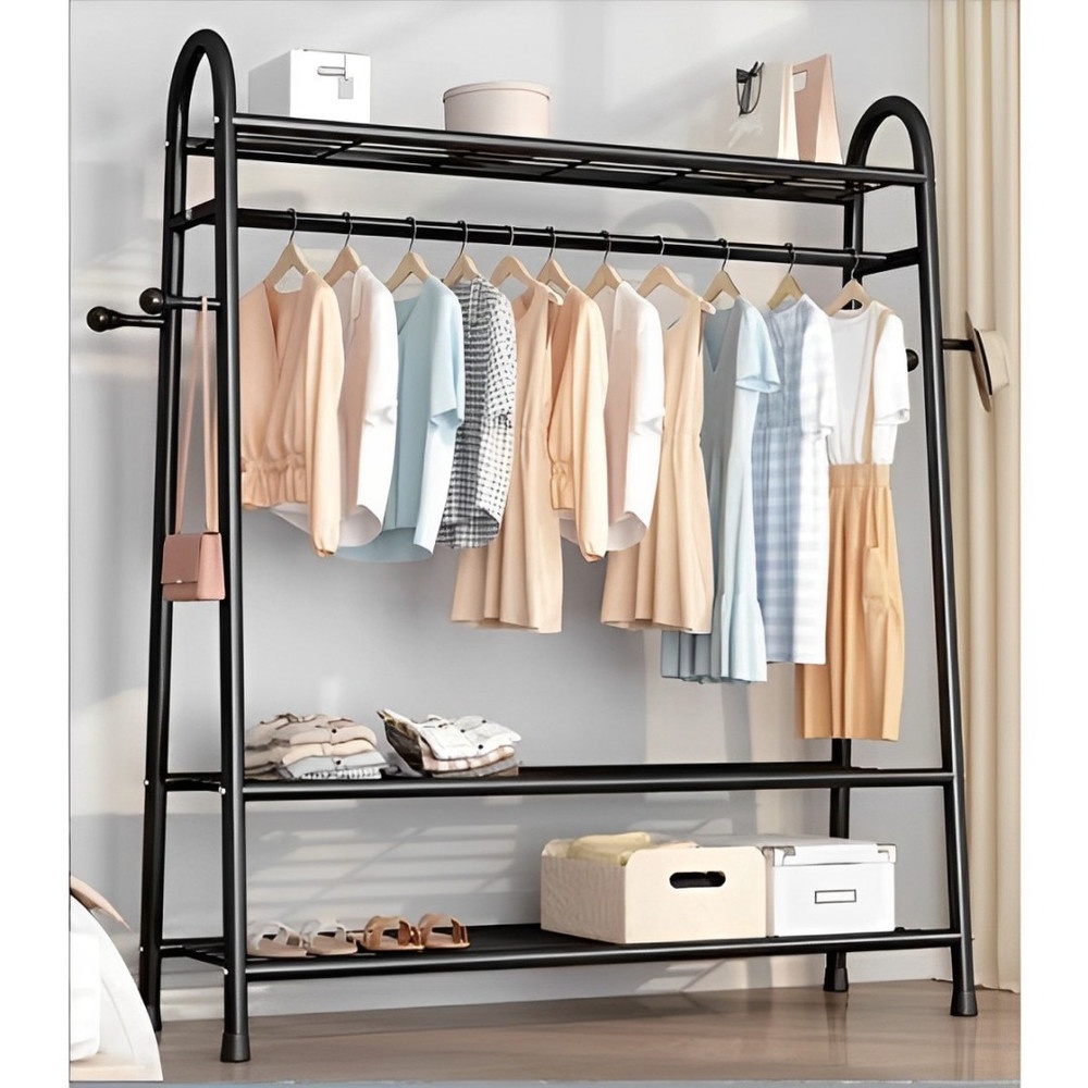 Global House SAKU ราวแขวนผ้าเหล็กเคลือบพร้อมชั้นวาง C120-BK ขนาด 40x120x165ซม. สีดำ รับประกันของเเท้! ราคา 599 บาท*ส่งฟรี