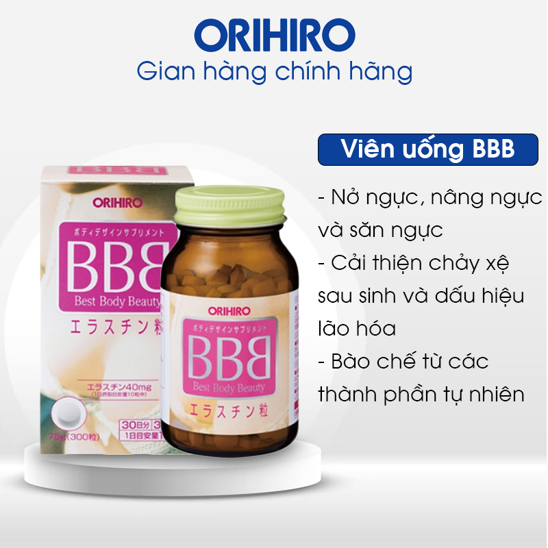 Viên uống ORIHIRO BBB Best Beauty Body tăng kích thước và săn chắc ngực hộp 300 viên (có che tên)