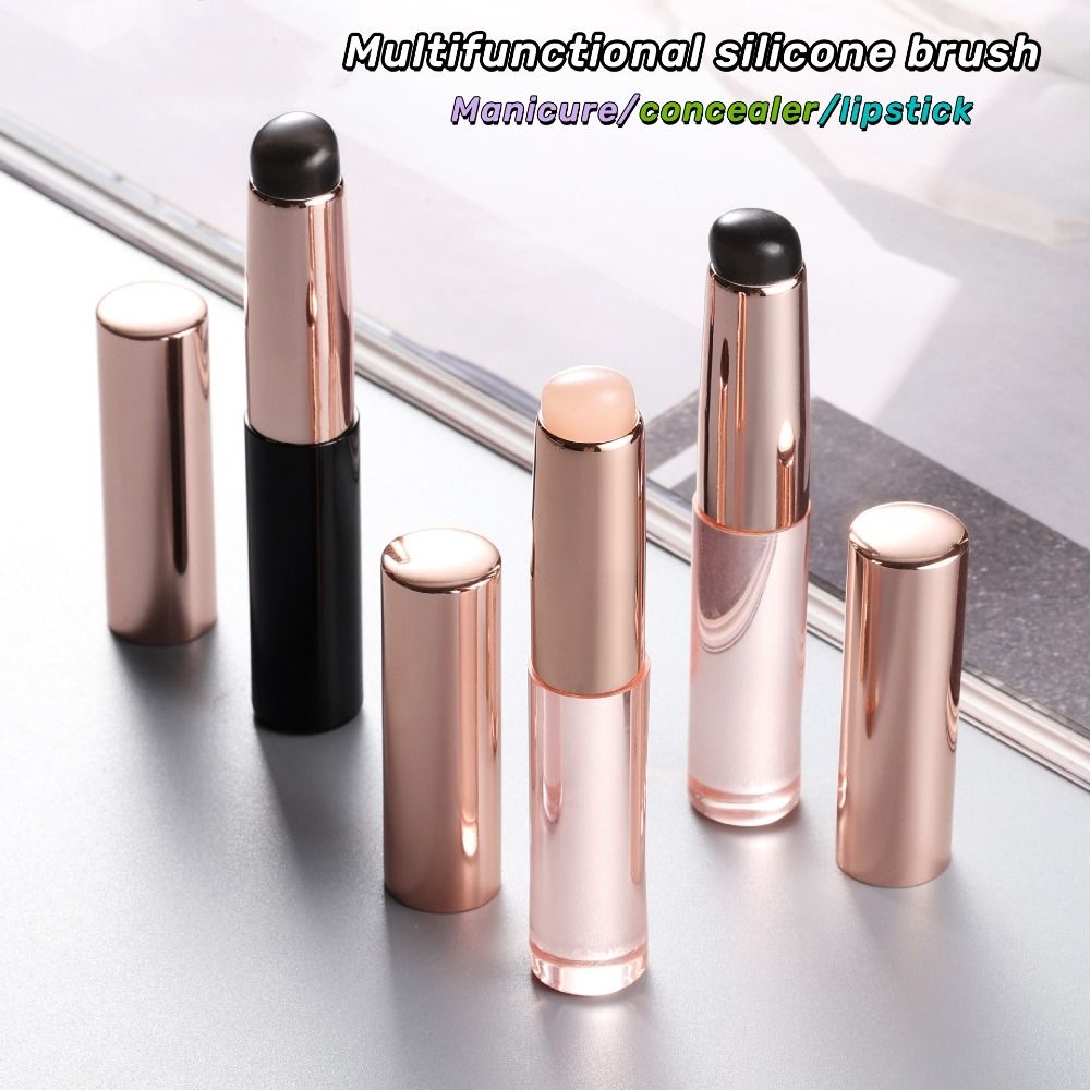 MIZIKEN Đầu tròn Cọ môi silicon có nắp đậy Không vỡ Cọ son môi Cọ trang điểm son môi Có thể giặt Min