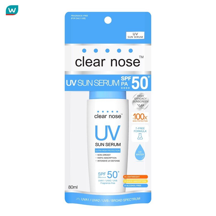 Clear Nose เคลียร์ โนส ยูวี ซัน เซรั่ม เอสพีเอฟ50+ พีเอ++++ 80 มล.