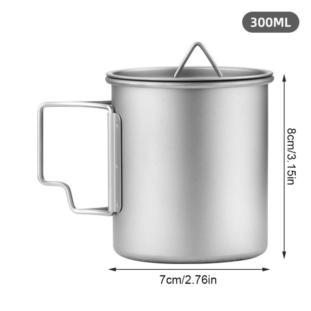 MISFORTUNESTORE17RE1 300ML/450ML/750ML Cốc nước ngoài trời Chống gỉ sét Titanium Cốc dã ngoại cắm trại Di động Có tay cầm có thể gập lại Cốc bia Du lịch - 3