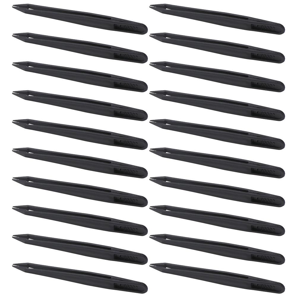 PALE 20pcs 120mm Bộ nhíp Đen Nhựa Nhíp đầu Chống tĩnh điện Nhíp ESD Đồ trang sức thủ công điện tử