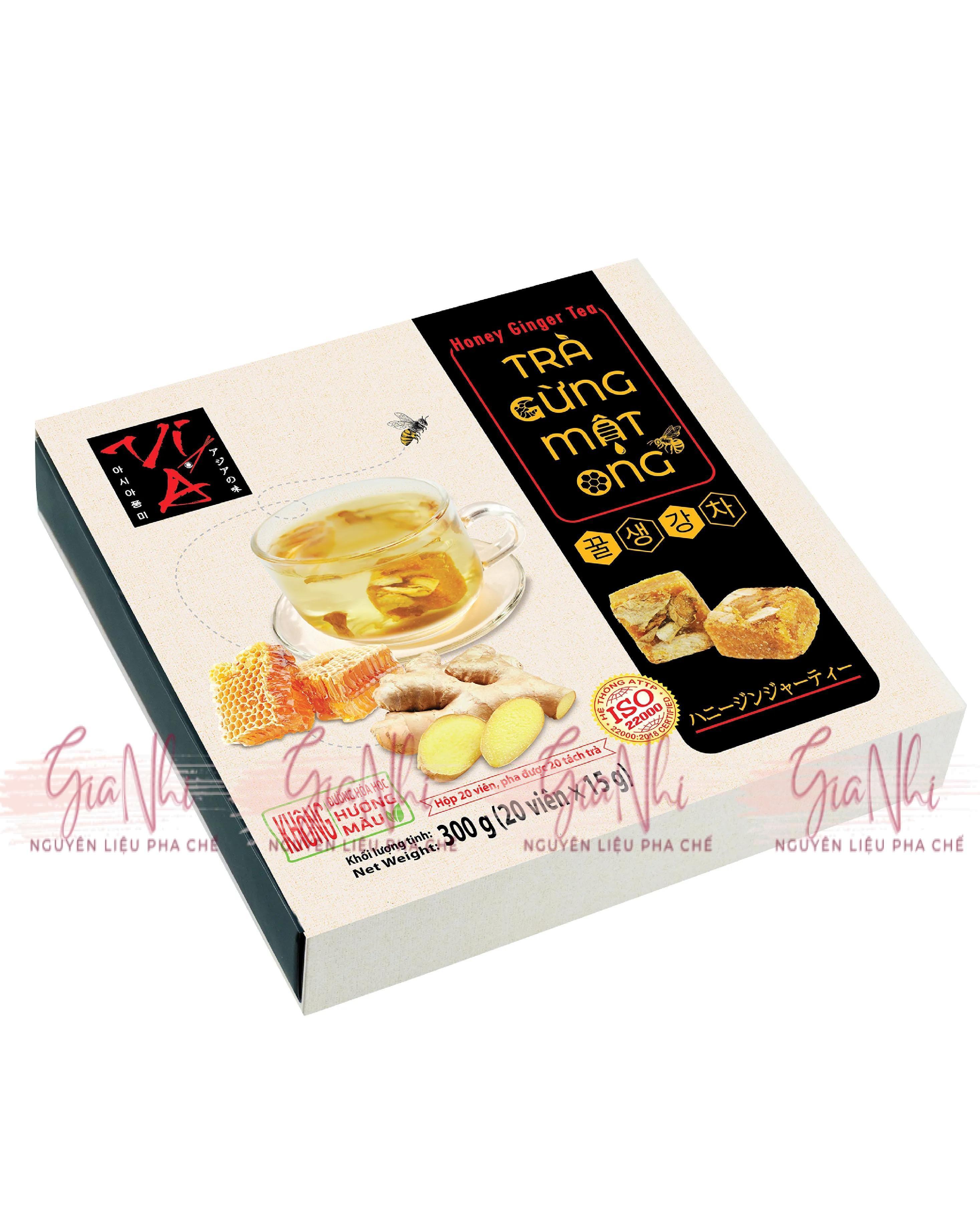 Trà gừng mật ong Vị Á viên nén hộp 300g (20 viên x 15g)