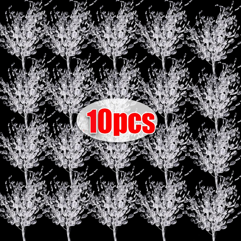 10Pcs/Set 15cm Acrylic Crystal Bead Branch Diamond Pearl Rattan for Wedding Hotel Decor DIY Bridal Headdress Crystal Accessory