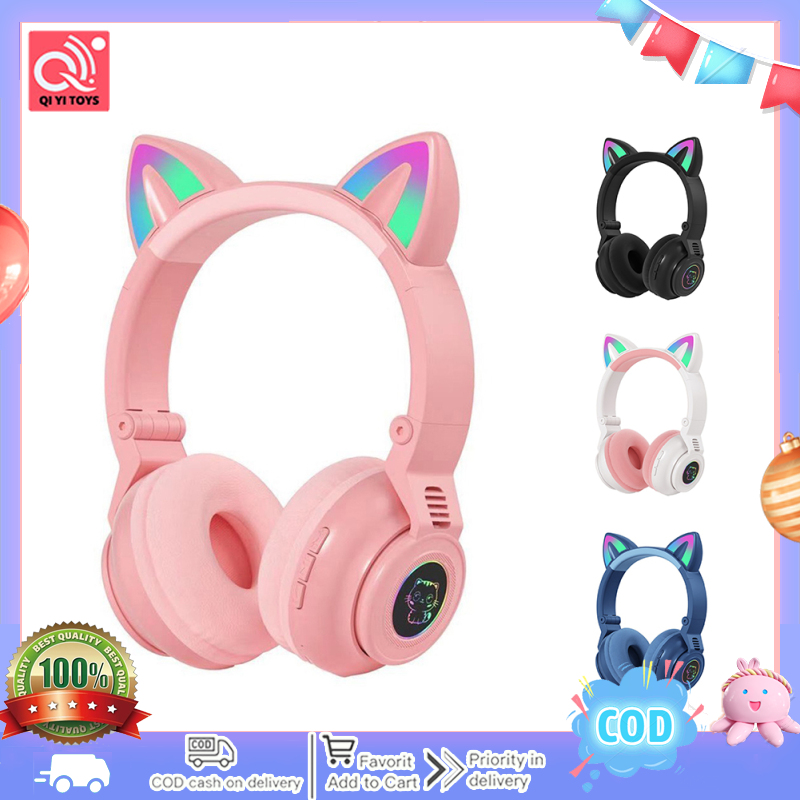 STN26 Wireless Headset Luminous Cat Ear Shape Wireless Earphones Noise