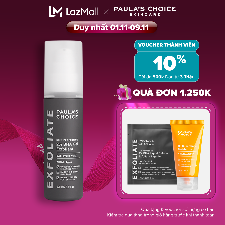 Gel loại bỏ tế bào chết Paula’s Choice Skin Perfecting 2% BHA Gel Exfoliant 100ml- 2040