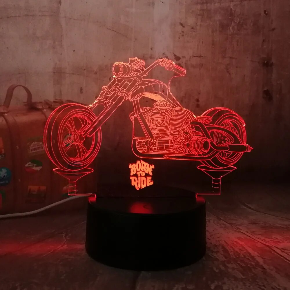 New Cool Born To Ride Motorcycle 3D LED Night Lights RGB 7 Colors USB