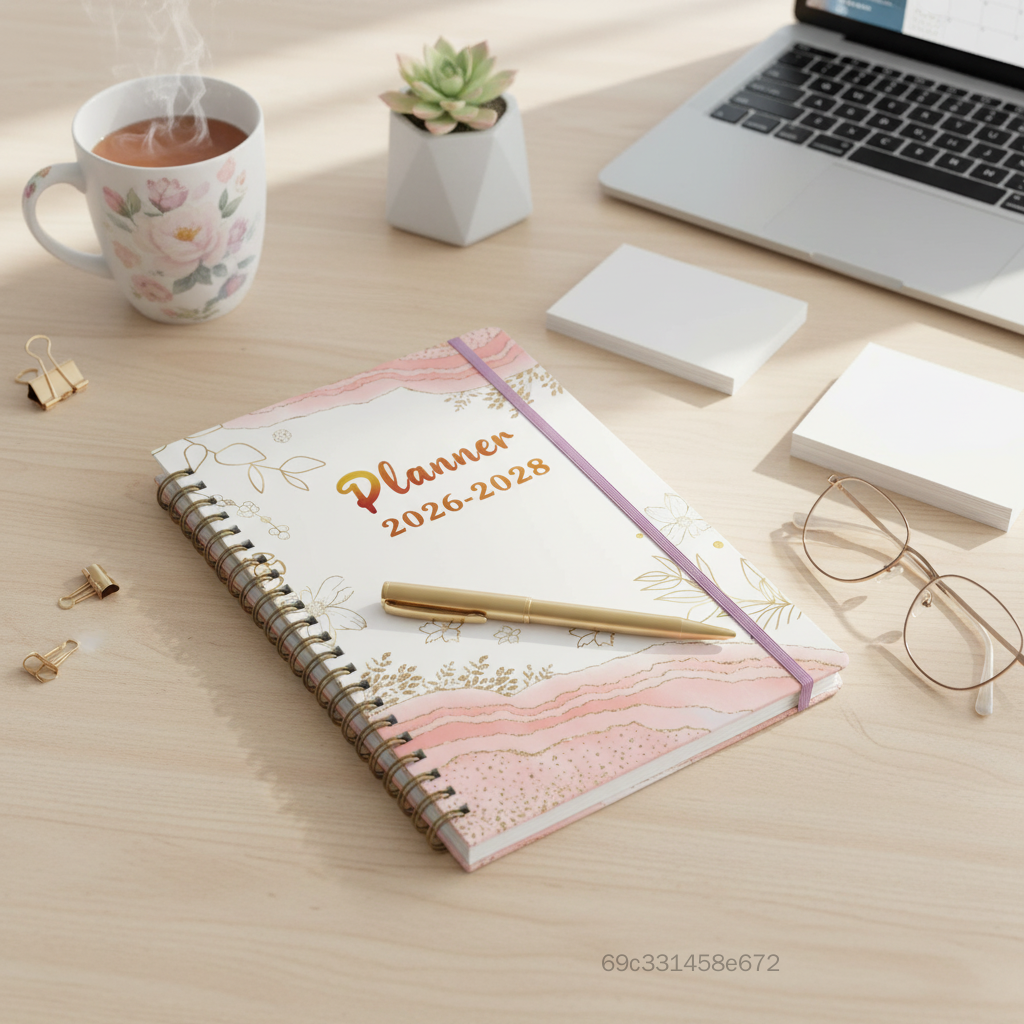 A5 Planner Notebook 2026-2028 ภาษาอังกฤษ COIL Diary Daily Planner สำหรับนักเรียนและผู้เชี่ยวชาญ TF-Ret-TH