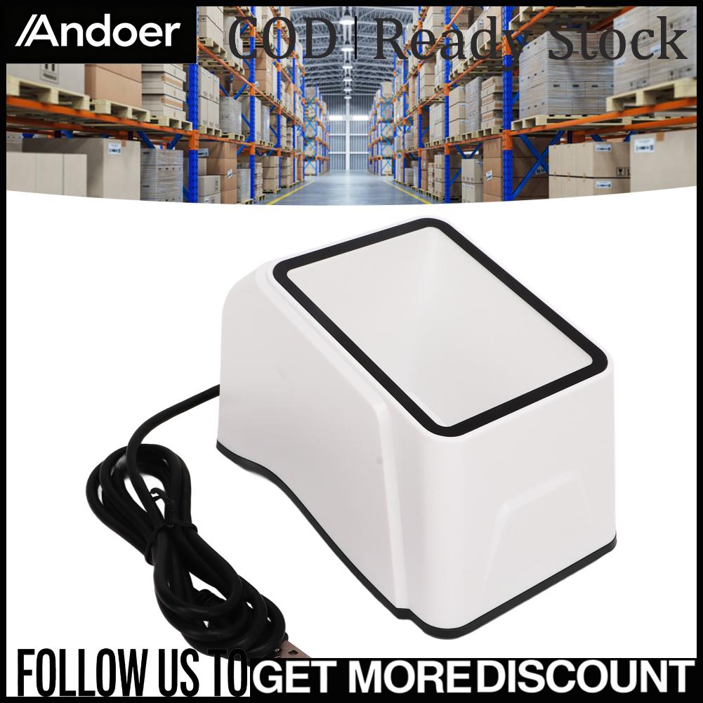 Andoer เครื่องสแกนบาร์โค้ด 1D 2D Ultra Decoding การตอบสนองอย่างรวดเร็วเครื่องสแกน QR อัตโนมัติสำหรับการชำระเงินมือถือสีขาว ราคา 1,101 บาท*ส่งฟรี