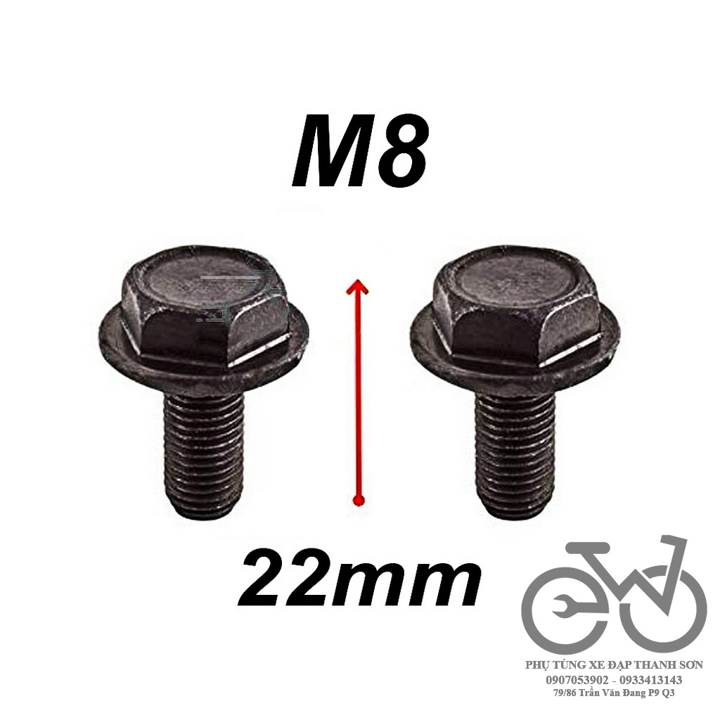 Ốc trục giữa cốt vuông xe đạp M8 x 15mm