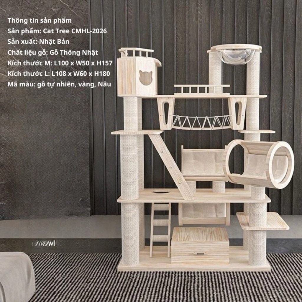 🇯🇵 猫の家 - Nhà Cây Cho Mèo nhập khẩu Nhật Bản nguyên đai nguyên kiện, Cat Tree mẫu nhà cây cho mèo siêu to 2026 H O L A