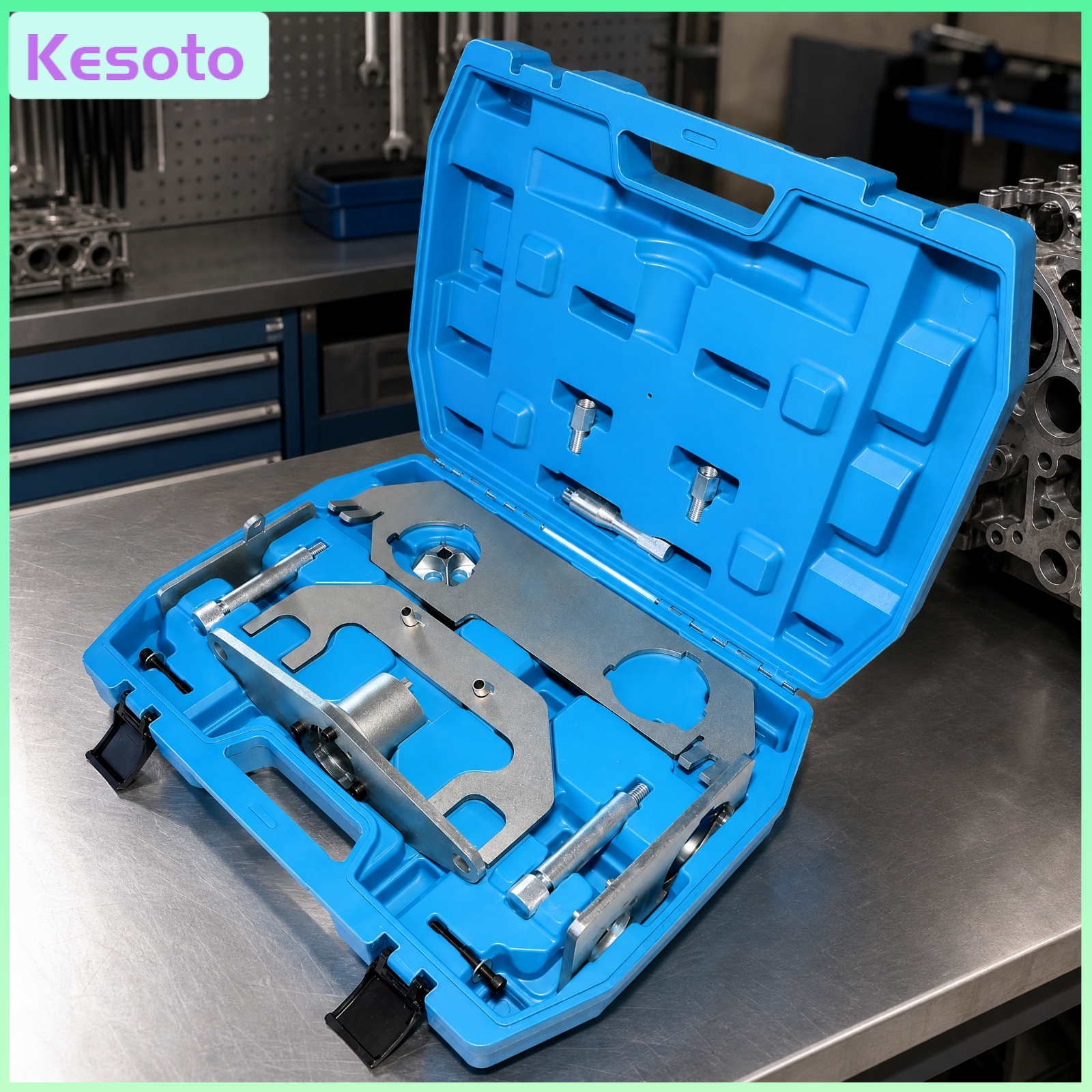 อุปกรณ์และชิ้นส่วนยานยนต์ Kesoto ป้องกัน off-road ยี่ห้อ SUV Evoque 2.0T ชุดเครื่องมือจับเวลาเครื่องยนต์แบบพกพา Jaguar XE PT204 ชุดเครื่องมือจับเวลาเครื่องยนต์ OEM เทียบเท่าสำหรับกลศาสตร์ยานยนต์