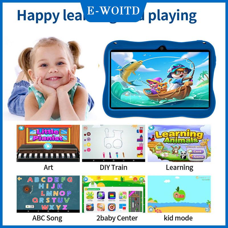【E-WOITD】 แท็บเล็ตสำหรับเด็กขนาด7นิ้วแท็บเล็ตแอนดรอยด์ขนาด16กิกะไบต์การศึกษาเกมซอฟต์แวร์สำหรับเด็กที่ติดตั้งมาพร้อมกับเคสซิลิโคน ราคา 1,294 บาท*ส่งฟรี