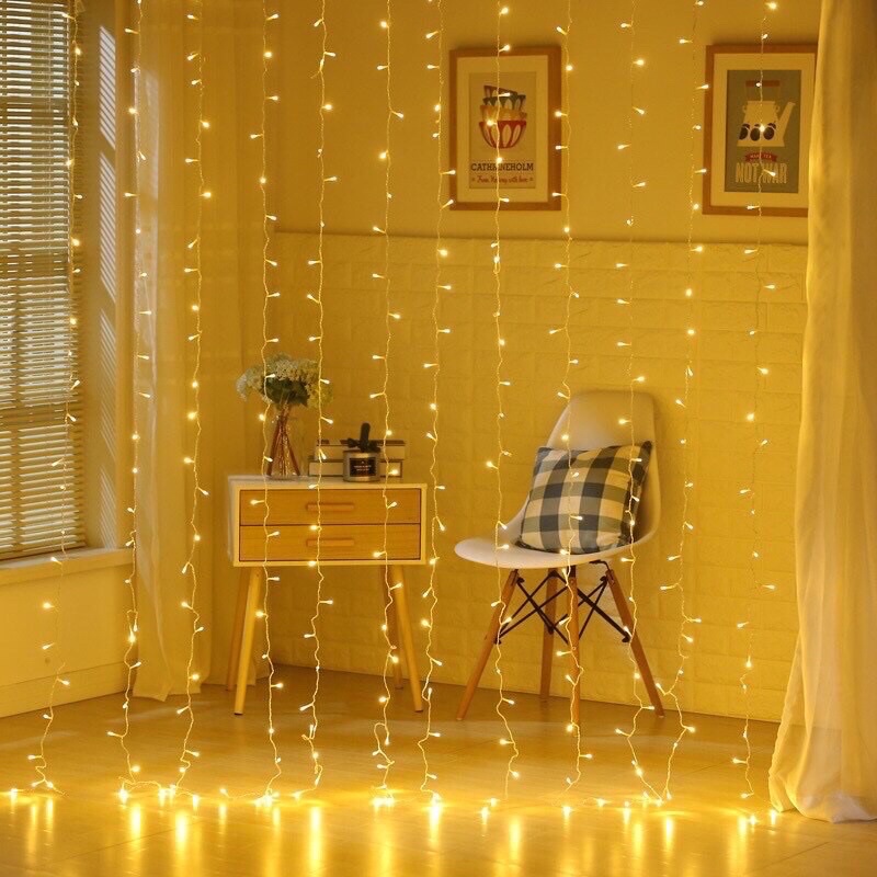 Đèn mành trang trí 3m thả ngang 3m, đèn led thả thác rủ .