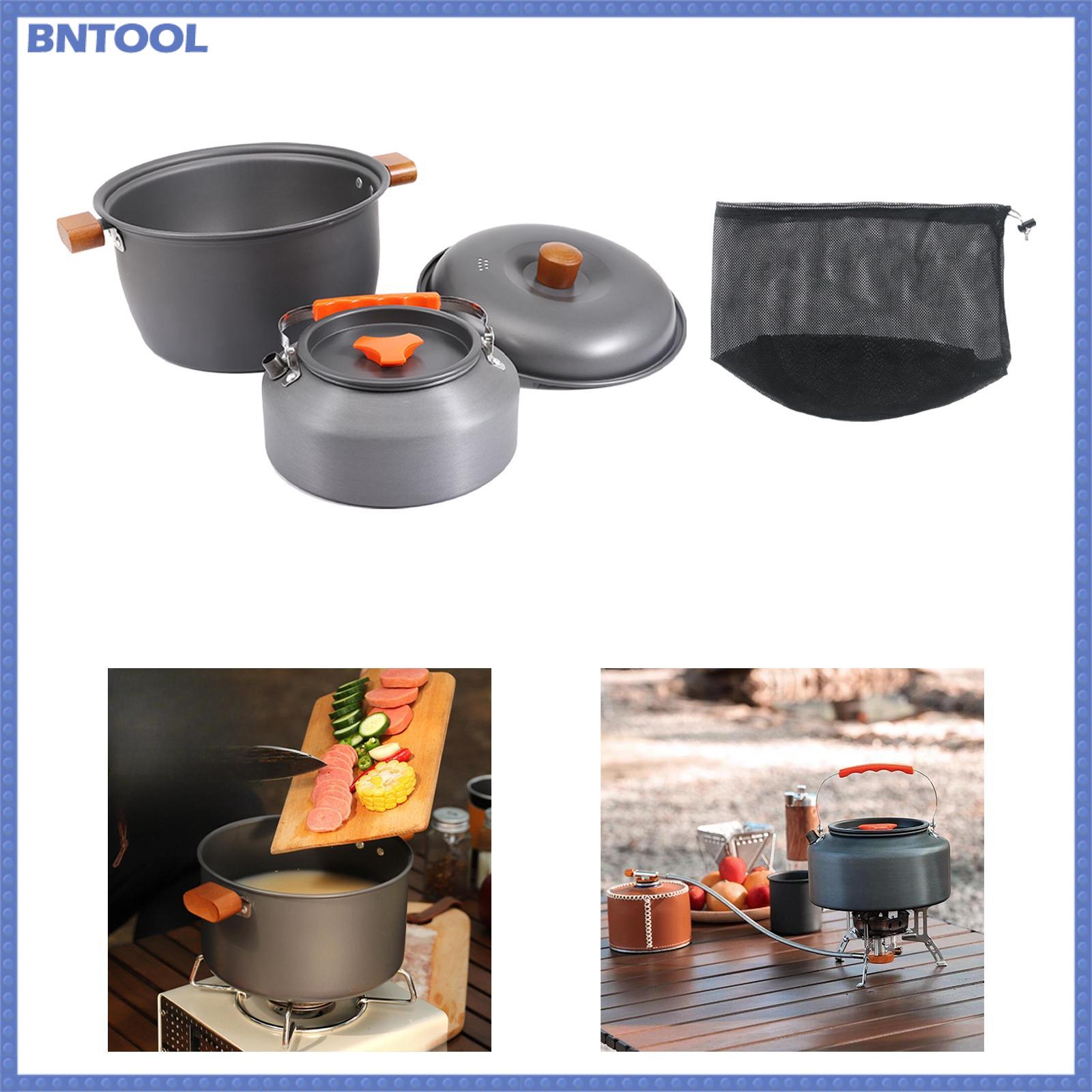 BNTOOL Camping Cooking Set Camping Cookware Lightweight Stockpot Included Carry Bag Pots Kettle Set for Backpacking Campfire Picnic