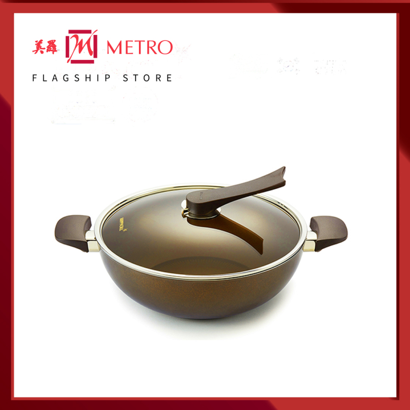 Happycall IH Gold 32cm Die Cast Wok With Lid 3900-0192 Singapore