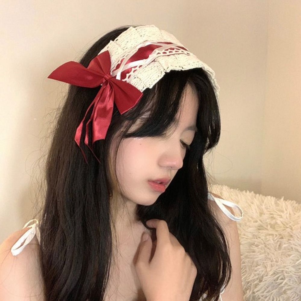 OMSS kẹp tóc kẹp tóc xinh cho nữ Tinh tế Ngọt ngào Mũ Nơ Lolita Anime Maid Trang điểm Dành cho Nữ Hóa trang Băng đô phong cách Hàn Quốc Băng đô nữ Phụ kiện tóc Bờm Tóc Ren