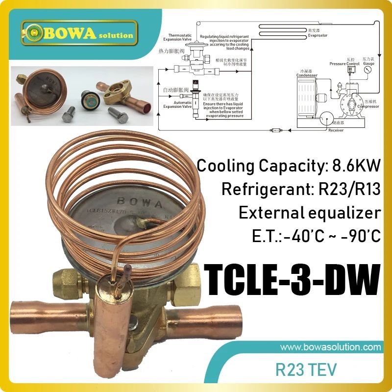 8.6KW take-apart R23/R13 mechanic expansion valve matches 36m3/h coolant compressor at low temperature stage in cascade freezer ราคา 18,002 บาท*ส่งฟรี