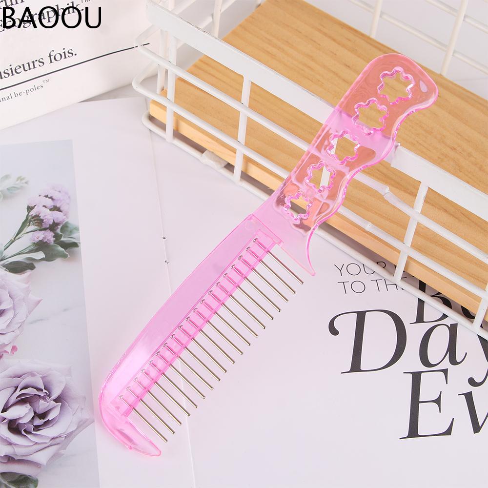 BAOOU Chống tĩnh điện Thời trang Lược tóc giả Sắc đẹp Xử lý Phụ nữ Tạo kiểu Dụng cụ tóc giả Chải Răng thép
