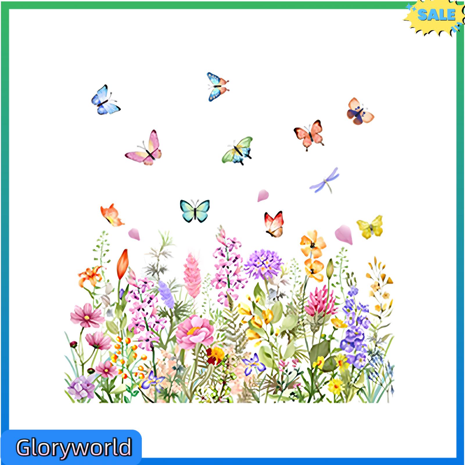 Gloryworld Tùy Chỉnh Phù Hợp miếng dán cửa sổ Thanh Lịch Hoa trang trí cửa sổ Đẹp Hoa miếng dán cửa sổ Hai Mặt Tĩnh Cling Cho Trang Trí Nội Thất Mùa Xuân Đề can dán cửa sổ Cho Phòng Ngủ Văn Phòng Đầy Màu Sắc Hoa Mô Hình