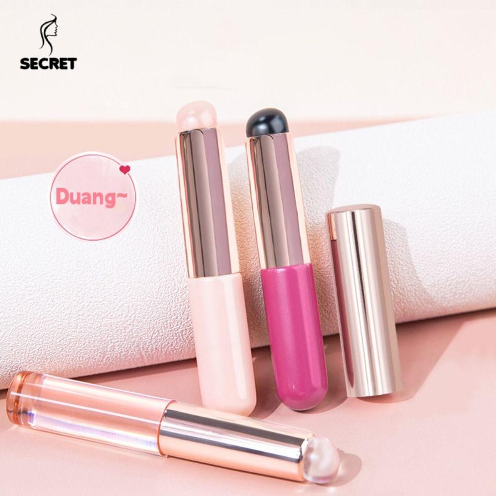 SECRET GIRL Đầu tròn Cọ môi silicon có nắp đậy Cọ son môi Không vỡ Cọ trang điểm son môi Có thể giặt