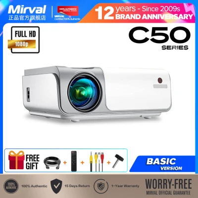 【Full HD 1080P】Mirval C50 Series LED Projector 6000 Lumens WiFi Bluetooth HDMI USB PC Portable Home Theater Proyector Beamer