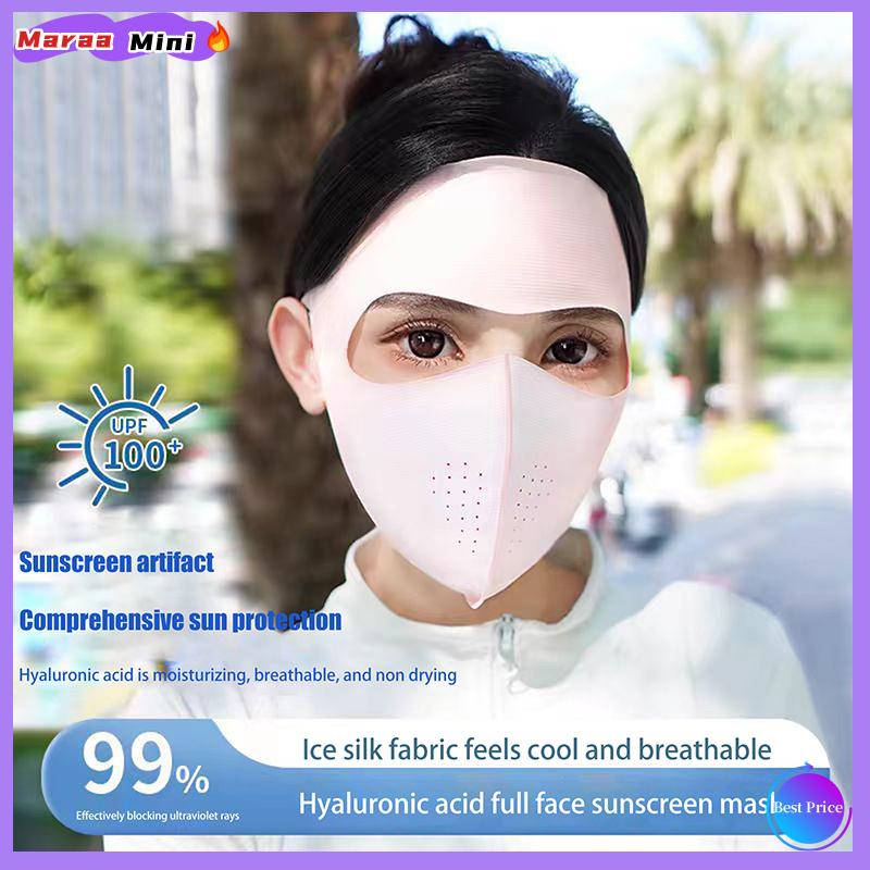 Maraa Mặt nạ chống nắng phụ nữ không dấu vết có thể tháo rời facekini băng lụa chống tia cực tím mùa hè thoáng khí mỏng che toàn bộ khuôn mặt