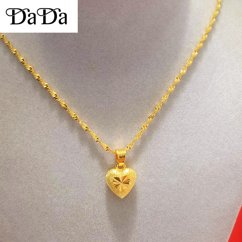 18k saudi gold pawnable legit necklace for women 1.9g half gold necklace  (heart pendant) 96.5% pure gold wedding jewelry