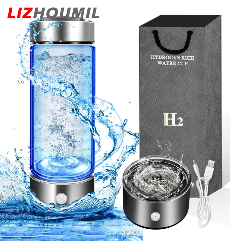 LIZHOUMIL Hydrogen Water Bottle Generator 1600ppb, USB Rechargeable, 3 Minute Quick Electrolysis, 420ml Hydrogen Rich Water Glass Health Cup For Home Office Travel ราคา 976 บาท*ส่งฟรี