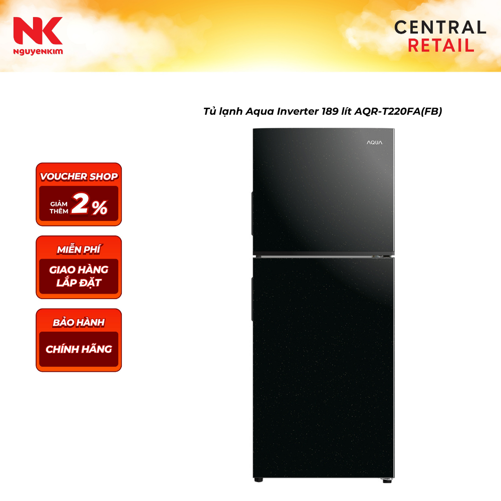 Tủ lạnh Aqua Inverter 189 lít AQR-T220FA(FB)