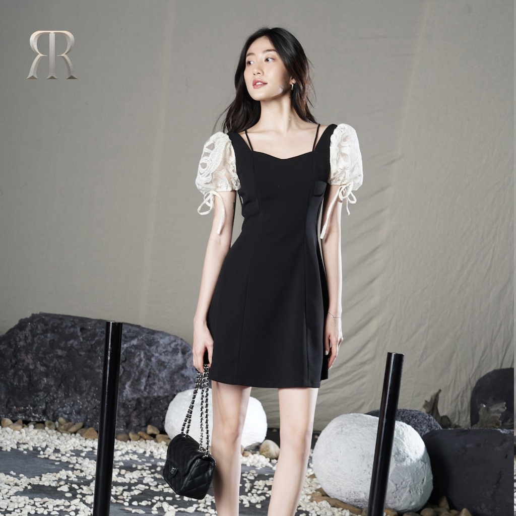 Rập - đầm dây tay ren phồng thân xòe - prime 11