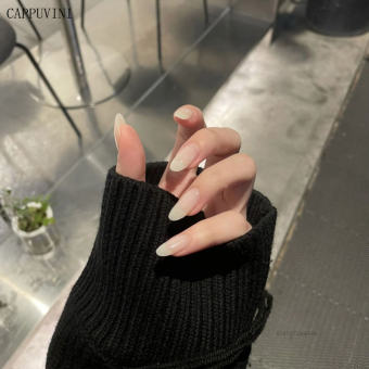 24 chiếc móng tay giả tự làm có keo dán nghệ thuật làm móng tay tròn màu trắng sữa/móng tay giả  mongs tay giả 1k AiOO-VN