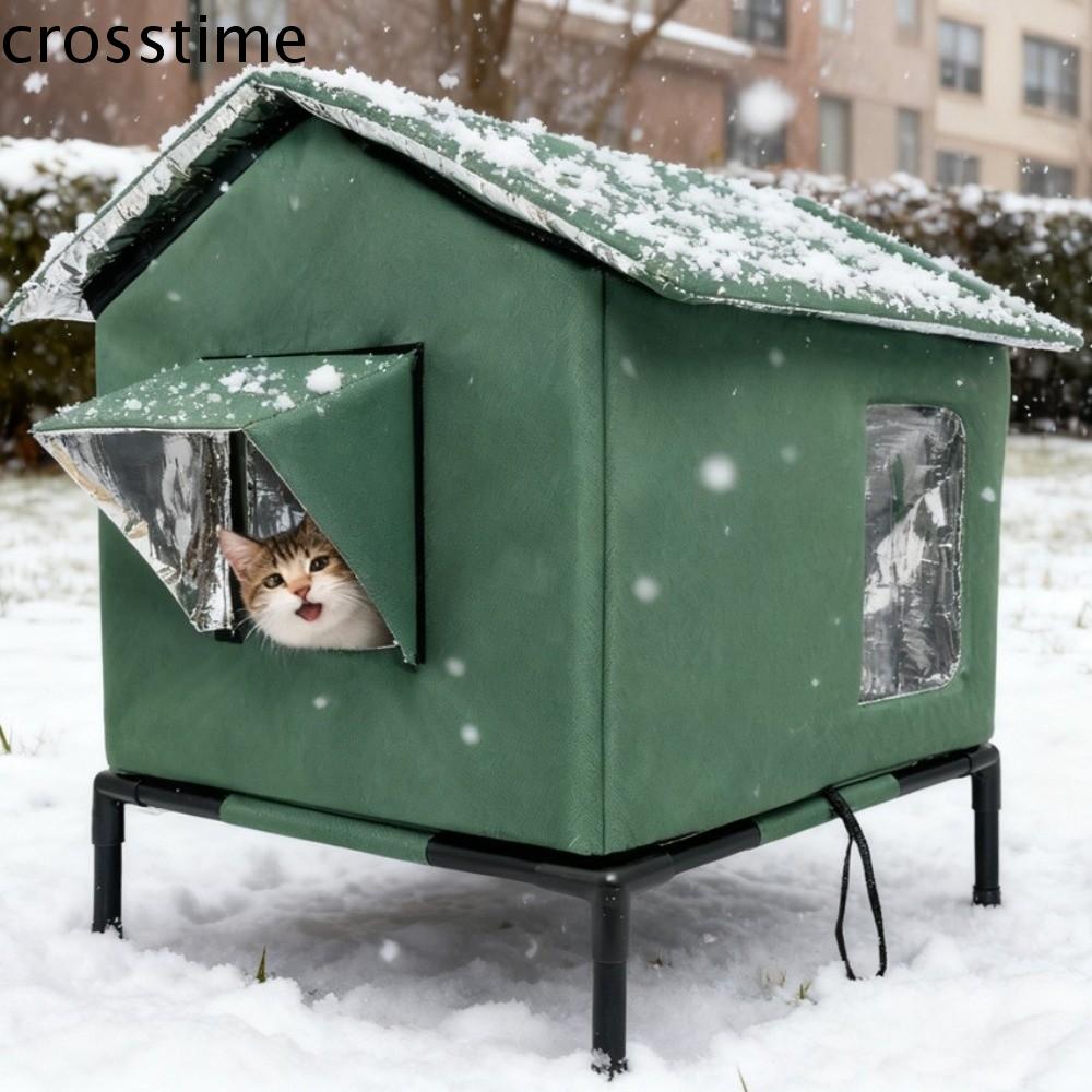 CROSSTIME Chống thấm nước Lều cho mèo ngoài trời Ấm áp Gấp lại Trại trú ẩn cho mèo hoang dã Phổ quát Đế nâng cao Giường nâng cao cho thú cưng Cắm trại