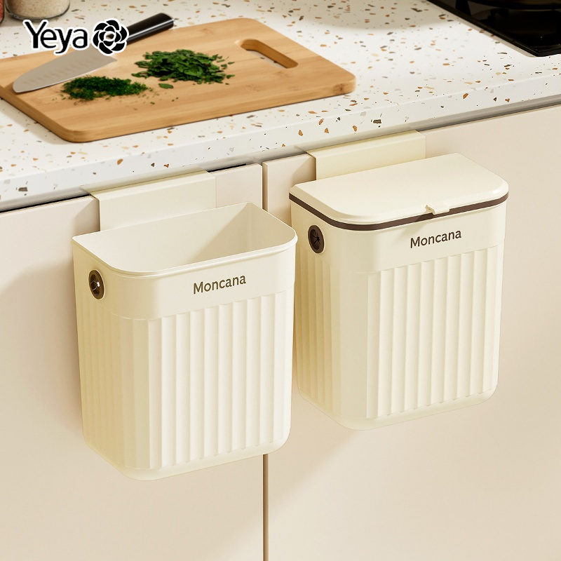 YEYA Thùng rác tái chế gắn tường thùng rác nhà bếp không cần phải uốn cong có nắp thùng rác nhà bếp thùng rác nhà vệ sinh gia đình thùng rác nhà vệ sinh