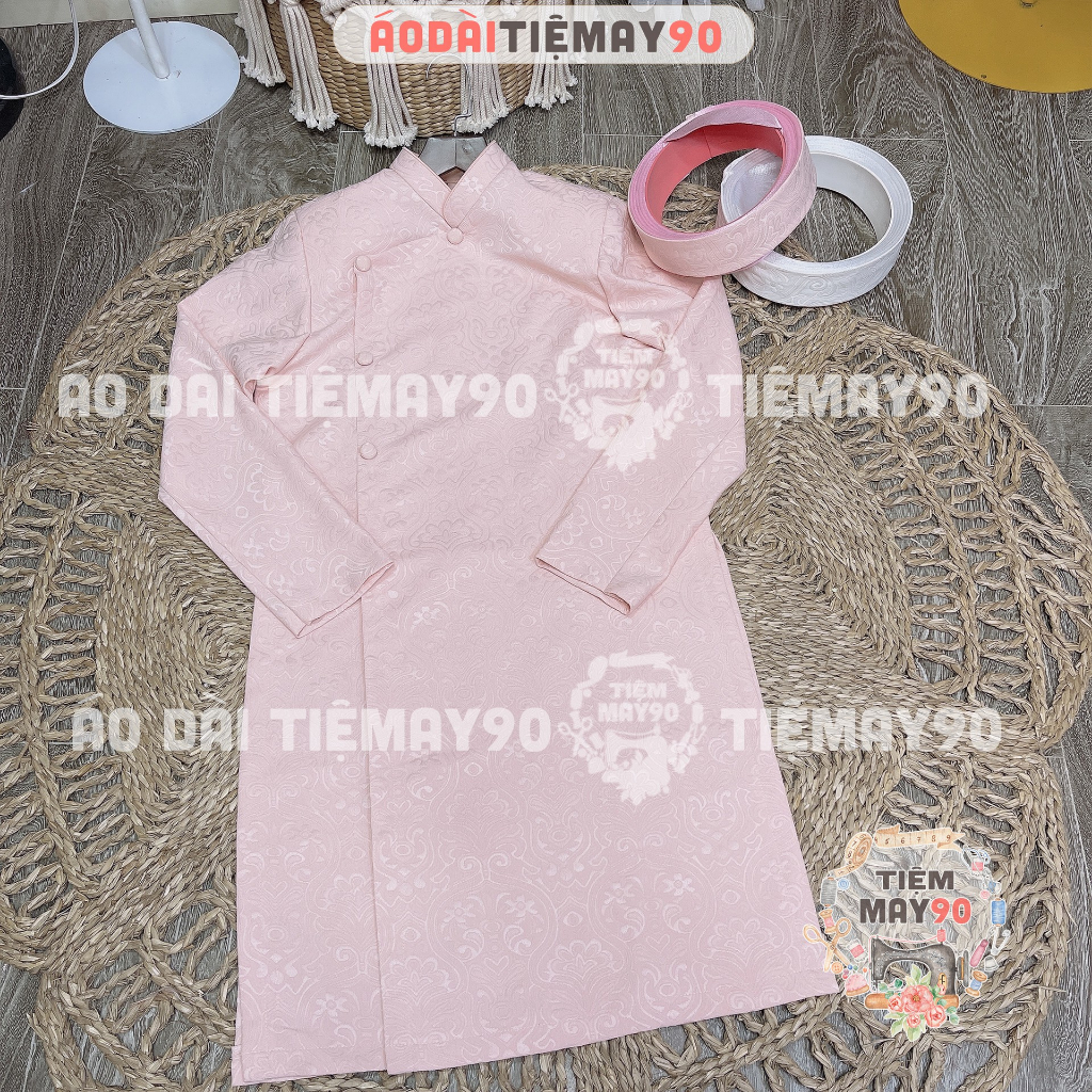 Áo dài nam cách tân truyền thống Tiệm 90 May sẵn vải gấm đỏ vàng trắng cao cấp dự tiệc cưới biểu diễn lễ tết đẹp AD90135