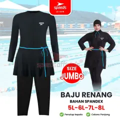 SPEEDS Baju Renang Wanita Hijab Jumbo 5L 6L 7L 8L Bahan Spandex  Pakaian Renang Wanita Muslimah Swimdress 1078