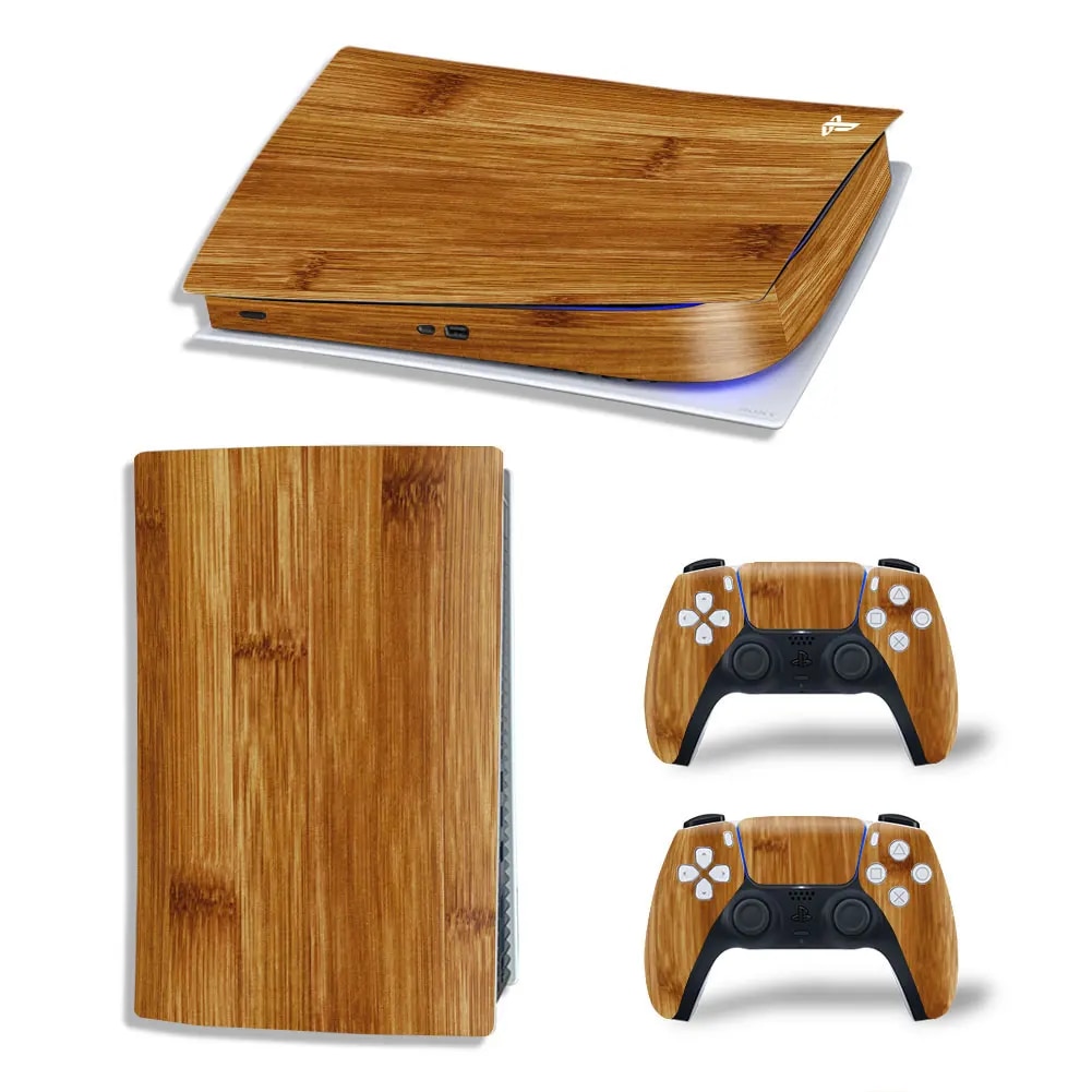 【No-Questions-Asked Refund】 Gamegenixx Ps5 Digital Edition Skin Sticker Wood Grain Protective Vinyl Wrap Cover Full Set For Ps5 Console And 2 Controllers