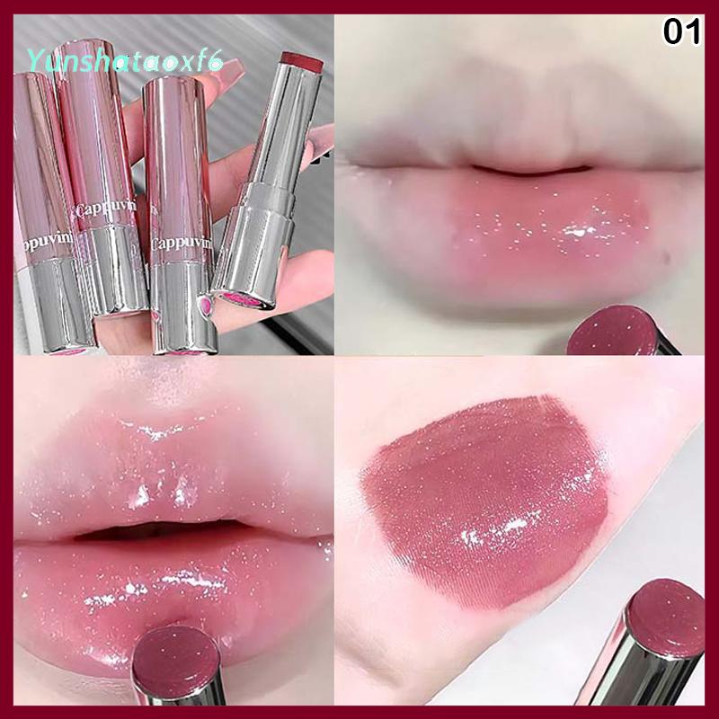 yunshataoxf Cappuvini pha lê Gương thủy tinh rắn Son bóng nước ánh sáng Son môi rõ ràng thạch môi men Nude Nhẹ sáng môi tint trang điểm - 6
