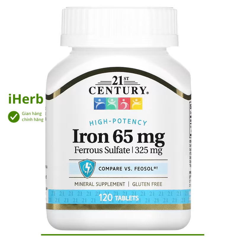 21st Century, Iron, 65 mg, 120 Tablets - iHerb Việt Nam