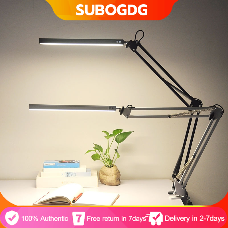 LED Desk Lamp with Clip Folding Metal Long Swing Arm Table Lamp for Study Table Adjustable Table Lamp for Nail Tech 【Original+24hours delivery】