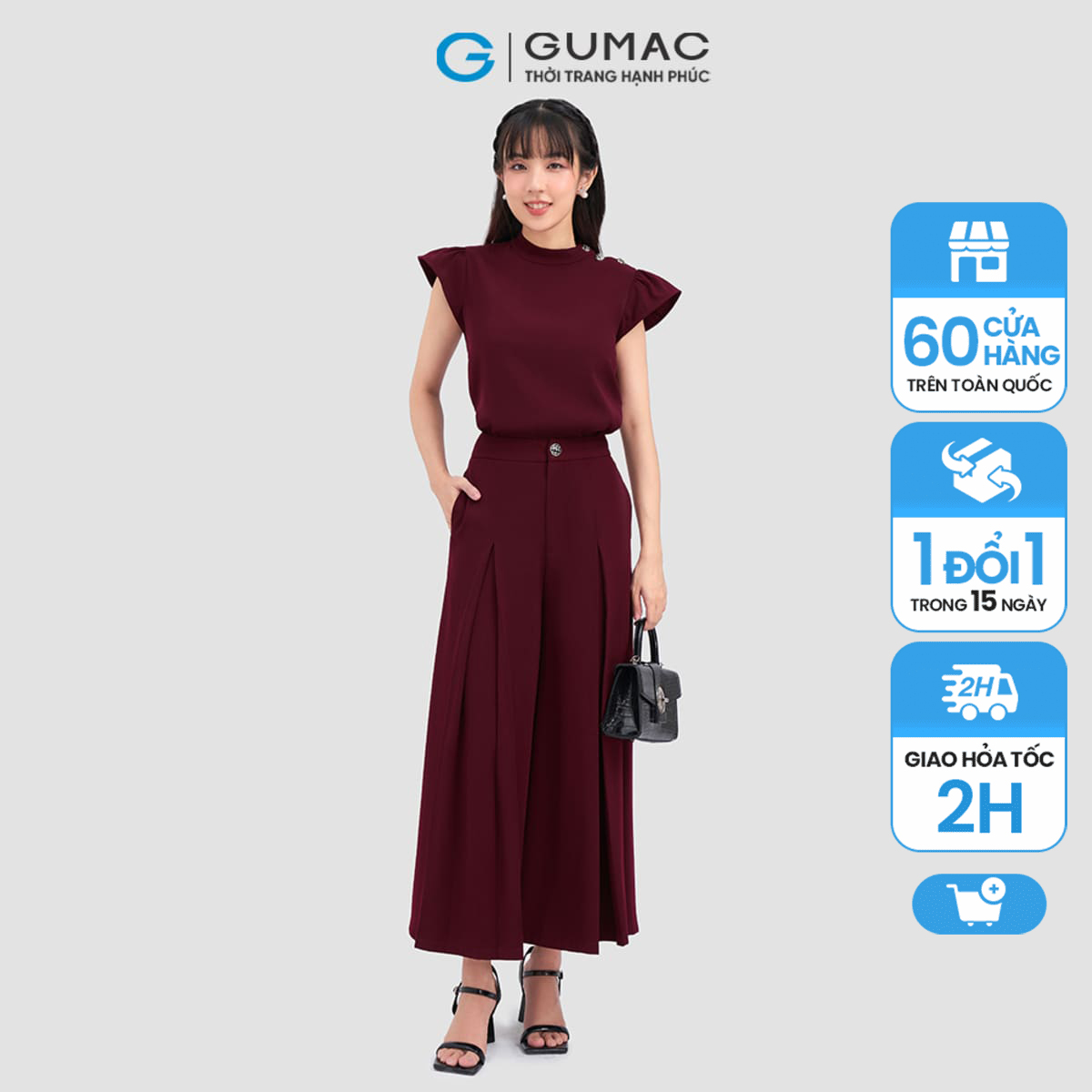Quần ống rộng chiết ly qc12080 thời trang gumac