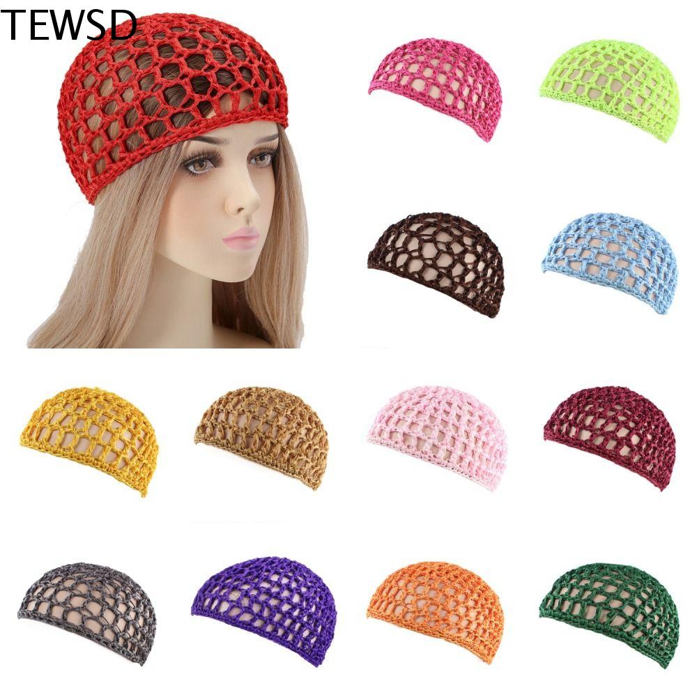 TEWSD Thủ công Lưới tóc Dây đeo có thể điều chỉnh Mũ khăn xếp Đan tóc Phụ kiện tóc Bọc đầu Mũ tóc giả màu đen Phụ nữ