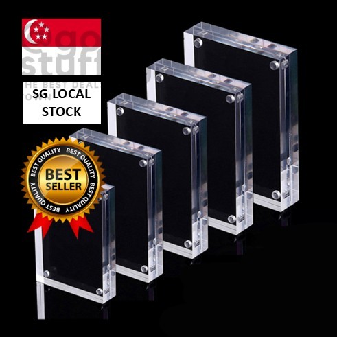 [SG FREE ] Transparent Acrylic Photo Frame Magnetic Poster Display Stand